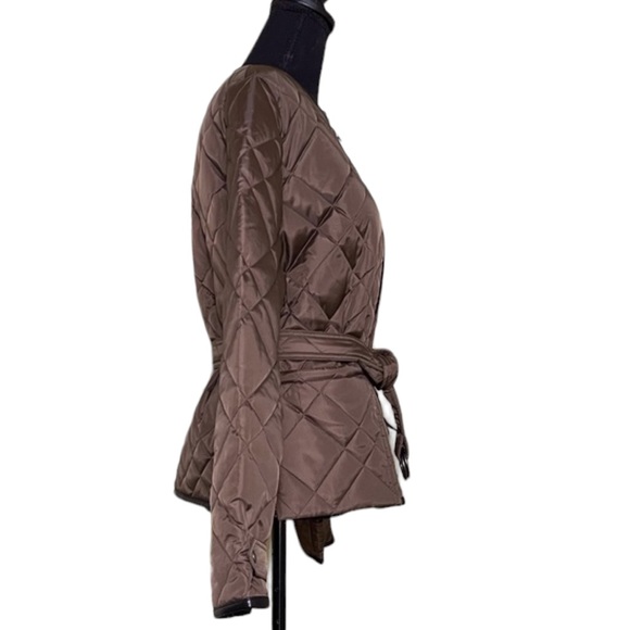 NWT Polo Ralph Lauren Belted Quilted Jacket Leather Trim - Picture 6 of 16